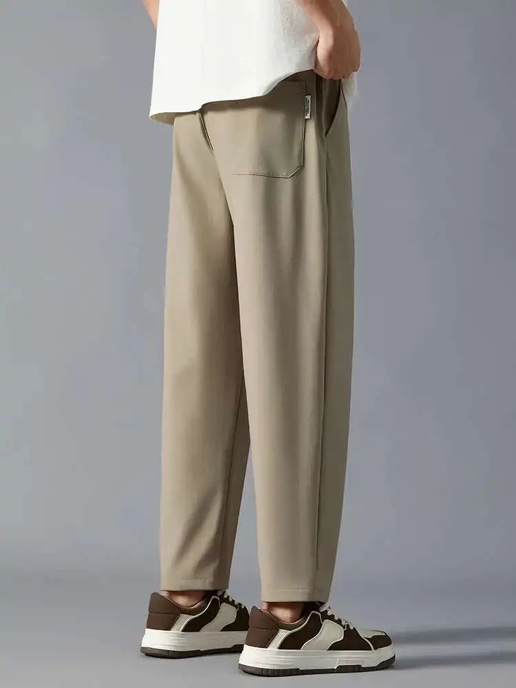 

Летние брюки из ледяного шелка размера плюс 10XL, быстросохнущие спортивные штаны, мужские легкие брюки с карманом на молнии, тонкие большие эластичные брюки 8Xl 9Xl