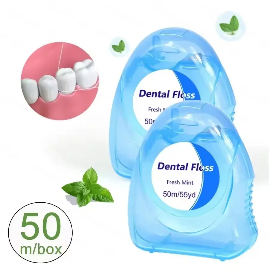 50m/Roll Portable Dental Floss Micro-Waxed Mint Flavor Ultra-Fine Clean Dental Floss Oral Hygiene Care Tool Teeth Cleaning Floss