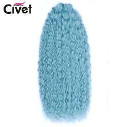 Synthetic Deep Wave Twist Crochet Hair Ariel Curl Sky Blue Color Ombre Braiding Hair Extensions For Women High Tempreture Fiber