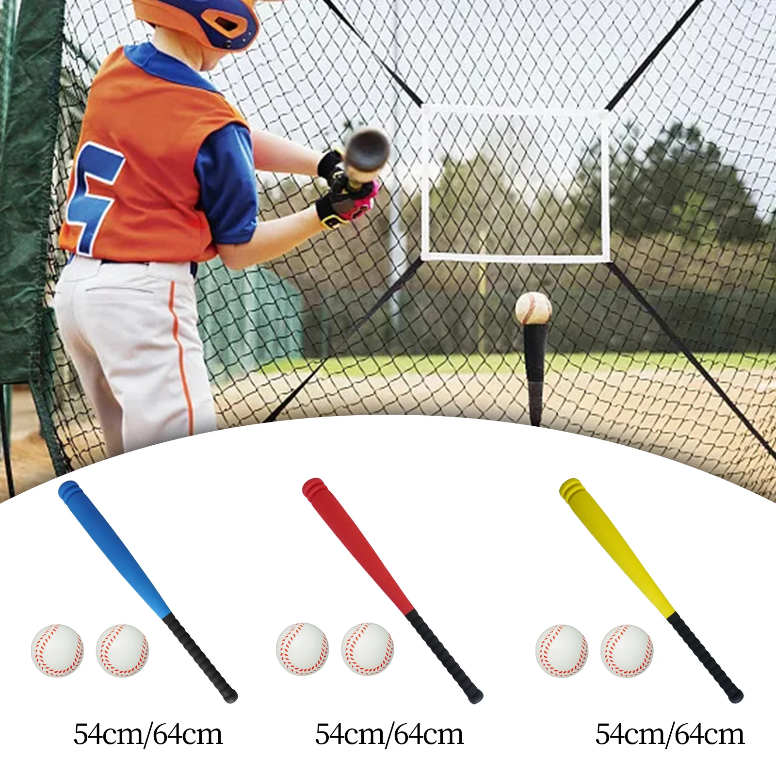 

Children Baseball Bats Balls Set Sponge Baseball Toy Secure Toddlers Batting Game for Gift Activity Playground 64cm