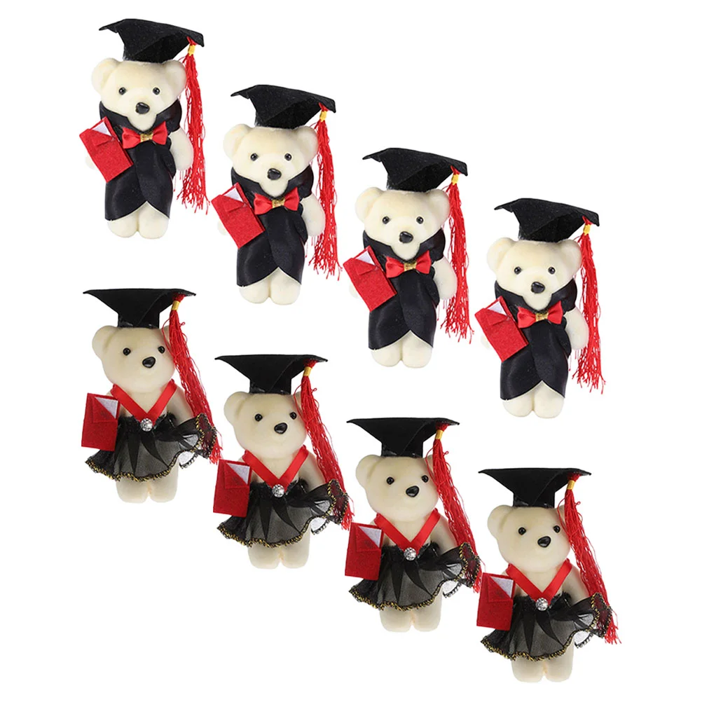 

8 Pcs Graduation Season Dr Bear Mini Toys Stuffed Bears Adornments for Bouquet Plush Cartoon Decorative Supplies