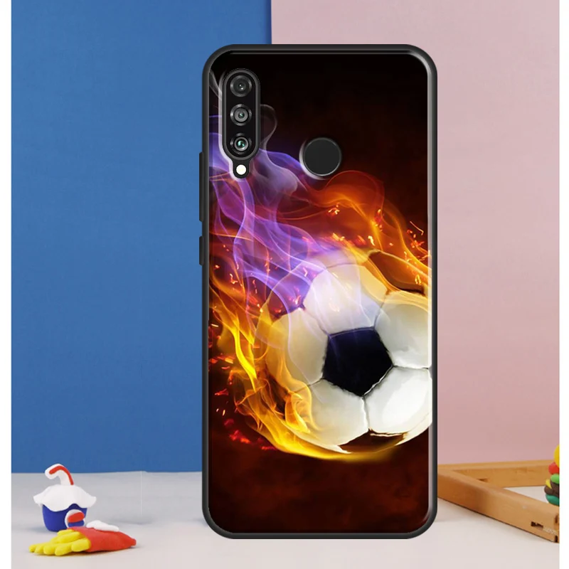 Fire Football Soccer ball For Huawei Nova 12s 7i 8i 11i 12i 9 10 SE Y91 Y90 Y60 Y70 Y72 P30 P40 Lite P60 Pro Case