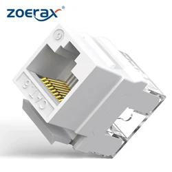 ZoeRax 키스톤 잭 슬림 프로파일, 180 도 이더넷 벽 잭, Cat5e Cat6 RJ45 모듈러 잭, 10 팩