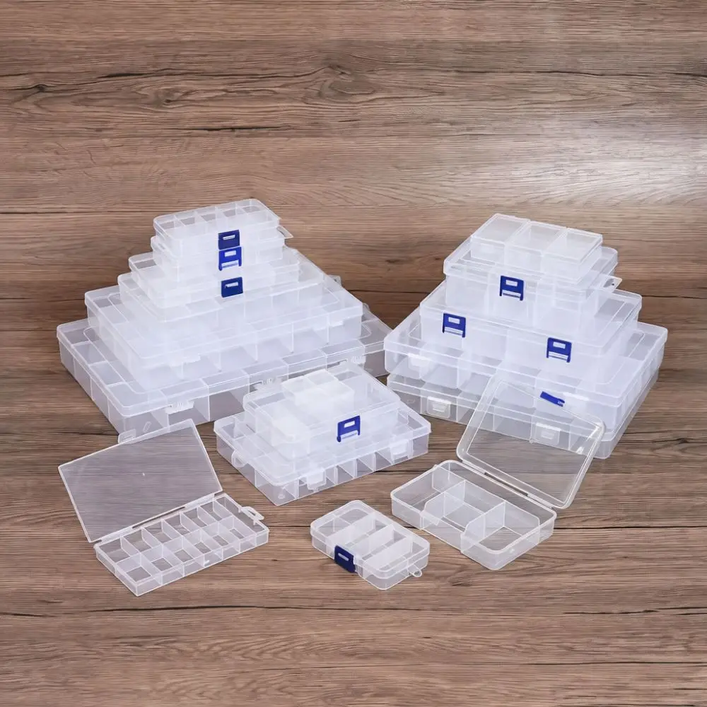 Stackable Storage Organizer Case Clear Pp Plastic Box With Dividers For Diy Craft Tools Sewing Notions Fishing Tackle