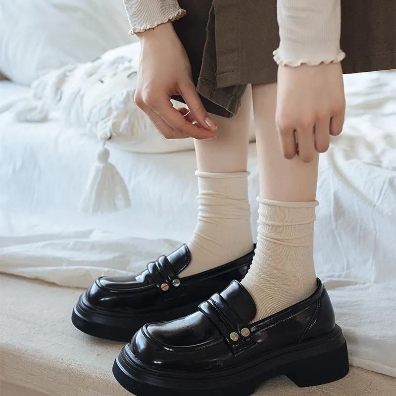 

Однотонные женские носки JK, летние спортивные носки в японском стиле, женские модные винтажные эластичные длинные носки в стиле Харадзюку в стиле ретро