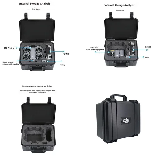 Imagen 2 del producto Adecuado para funda protectora DJI NEO2, estuche de transporte combinado DJI neo2 Fly More, bolsa para drones de mano