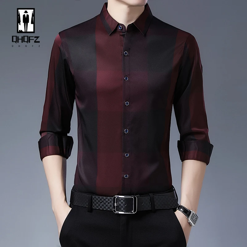 

New Men's Casual Printed Long Sleeved Lapel Shirt for Spring and Autumn Fashion Comfortable Wrinkle Free Top Without Ironing