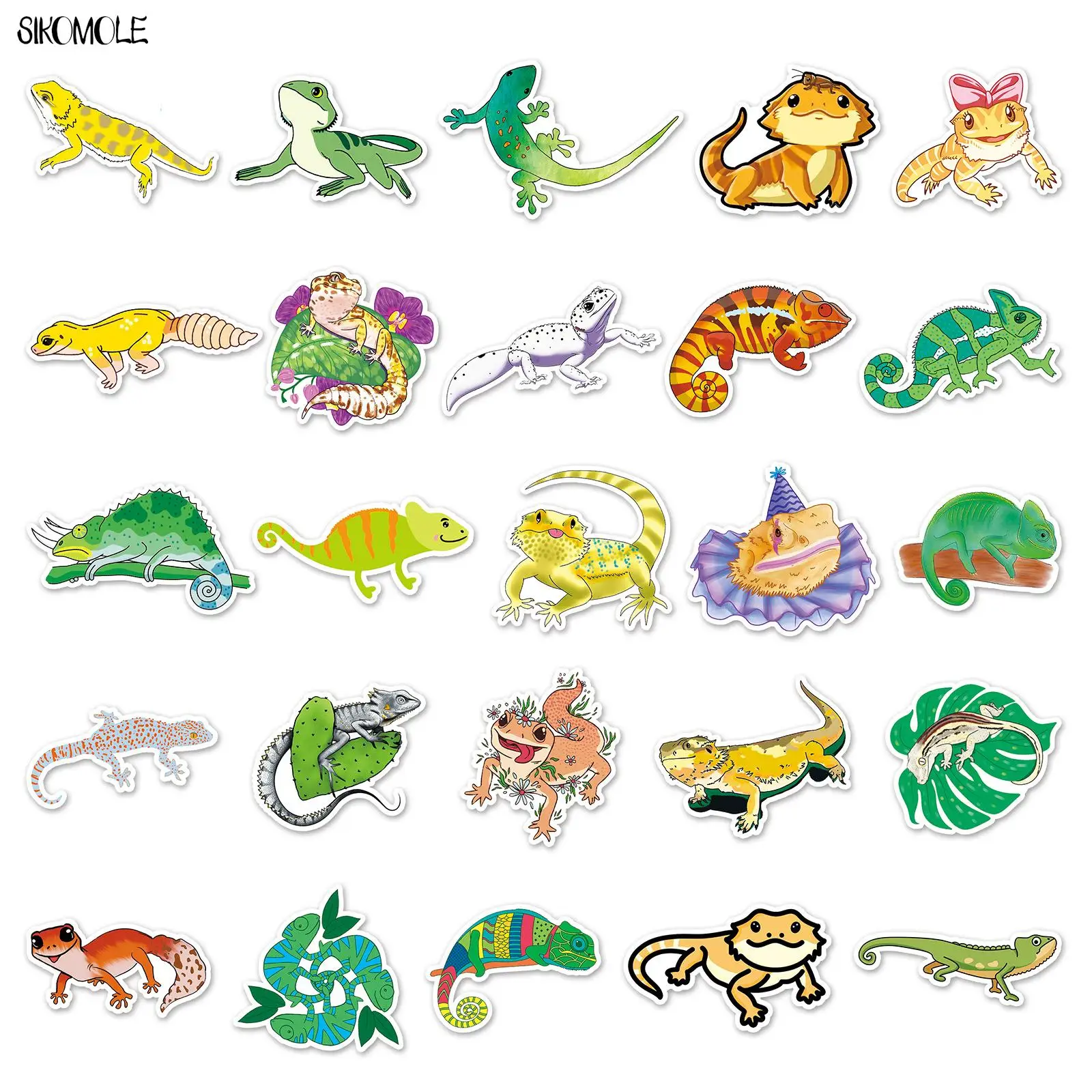 Pegatinas de animales de lagarto de dibujos animados para niños, calcomanías de Graffiti, juguetes de bricolaje F5, 10, 30, 50 piezas