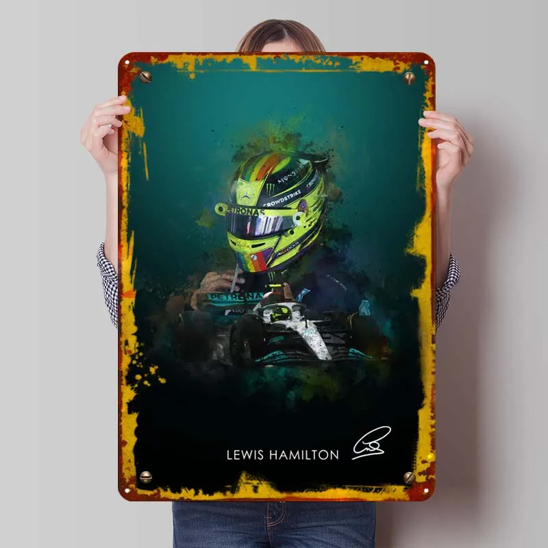 Lewis Hamilton Metal Sign Sports Poster Wall Art Mural Customize Tinplate Sign for Wall Art Decoration Gaming Room Decoration