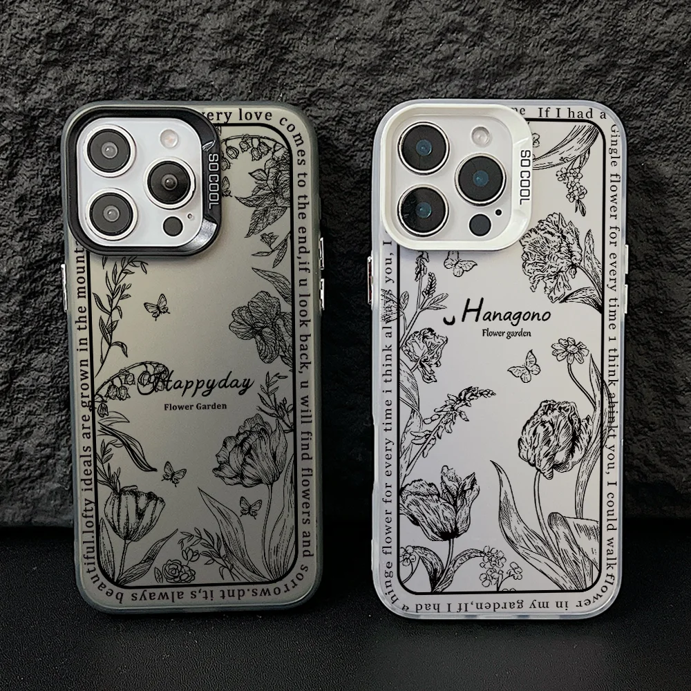 Ins Black Flowers Phone Case for Samsung Galaxy S26 S25 Edge S24 S23 S22 S21 FE S20 Ultra Plus 5G Colorful Silver Hard Cover
