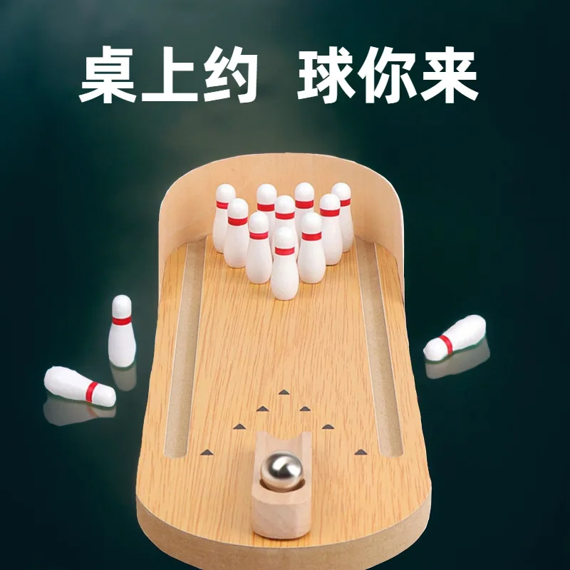 

Wooden children's board game parent-child interactive ball type leisure mini version desktop bowling puzzle decompression toy