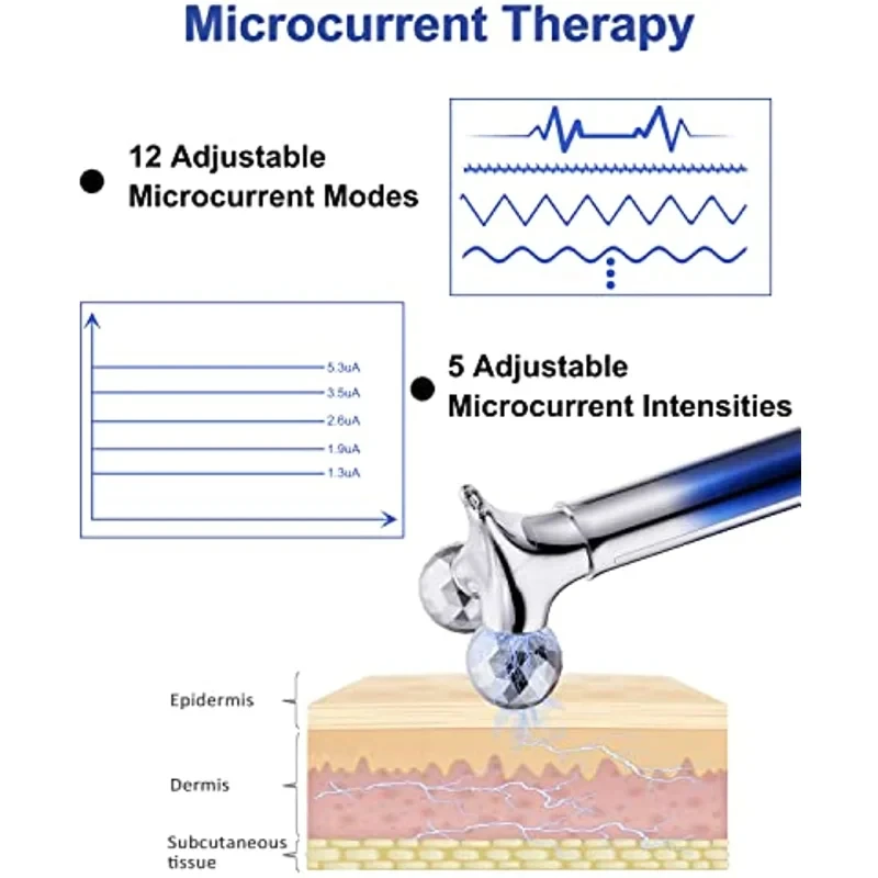 أسطوانة تدليك الوجه ميكروكرنت ، مدلك الوجه 5D ، رفع جلد العين ، شد التجاعيد ، اهتزاز النبض ، أداة تجميل الوجه على شكل V ، EMS