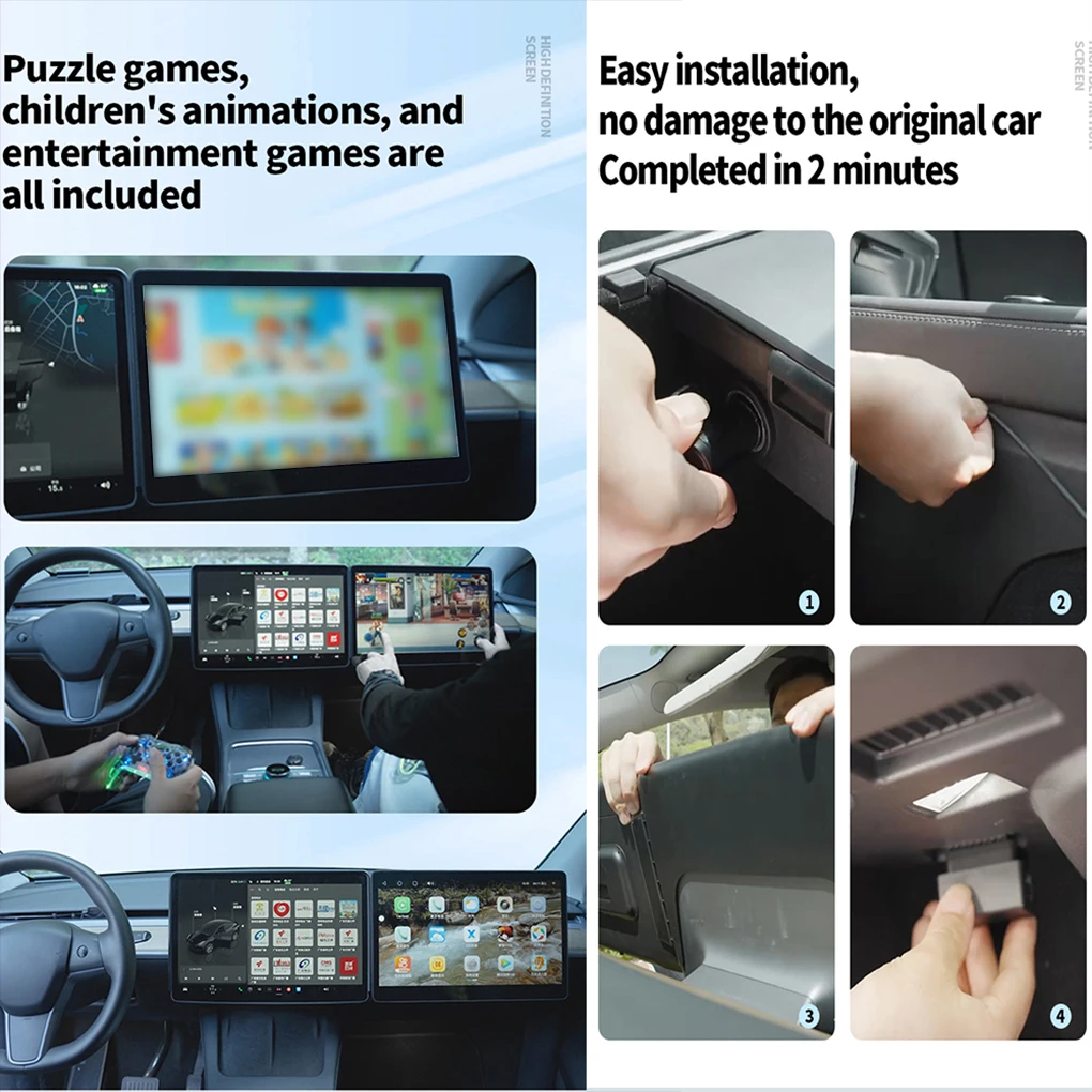 ABS Andiord 13 332G Wireless Car Play Fit For 19-22 Model 3 21-24 Model Y HD Screen Touchscreen