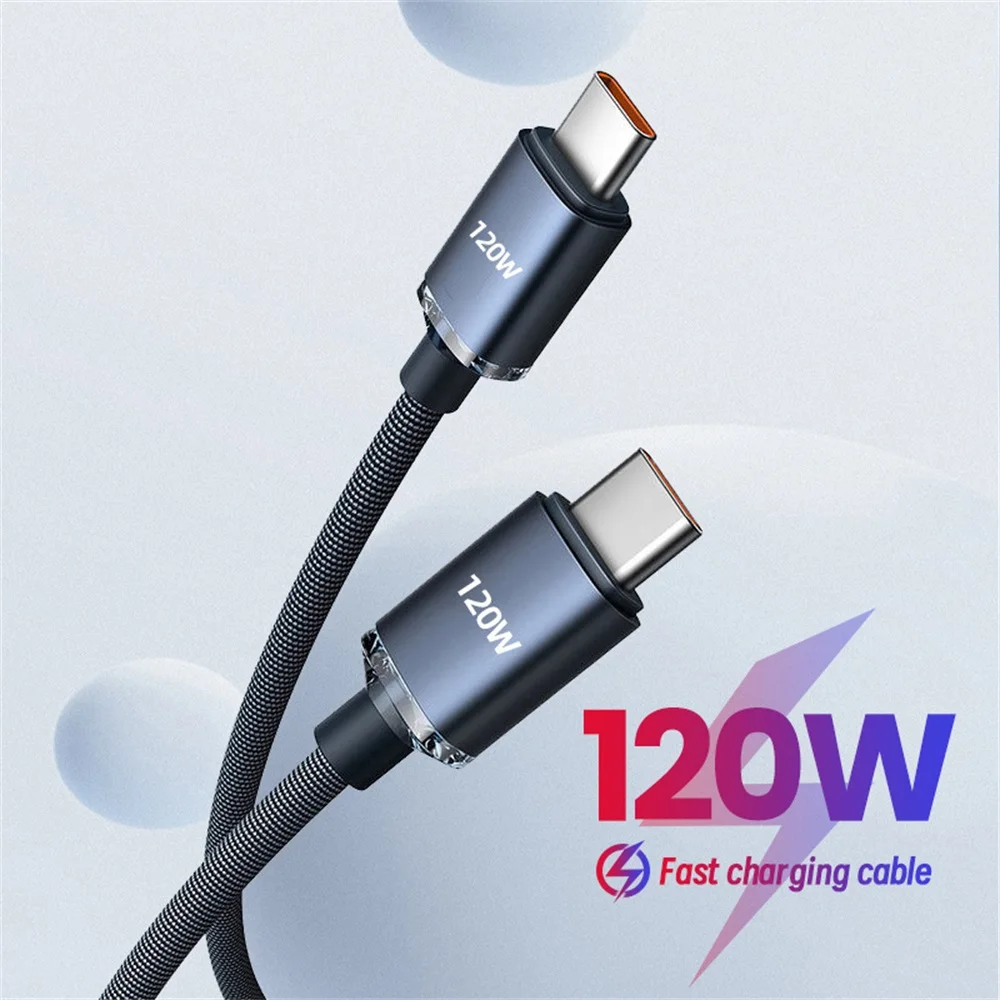 120W PD Fast Charging Cable For iPhone 14 15 Samsung Galaxy S22 S23 Xiaomi 5A USB C Cable Super Quick Charge Data Cable