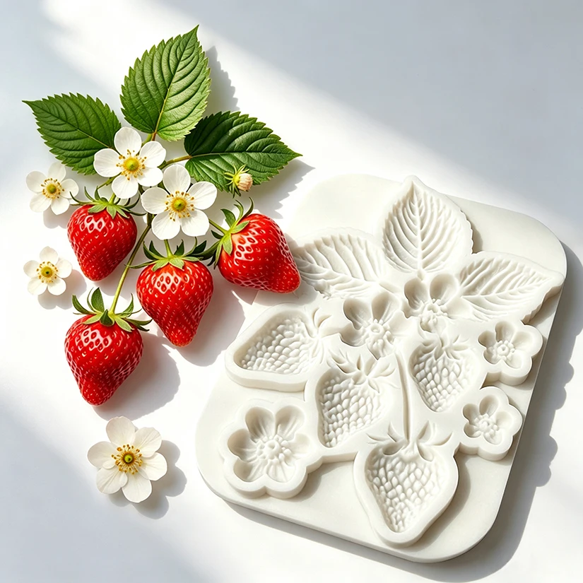 Strawberry Flower Silicone Sugarcraft Mold Resin Tools Cupcake Baking Mould Fondant Cake Decorating Tools