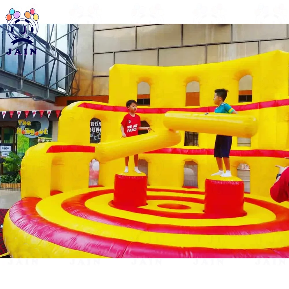 Gladiator Inflatable Battle Zone Bounce House with Blower, Yellow PVC Inflatable Toy Arena for Sports Event