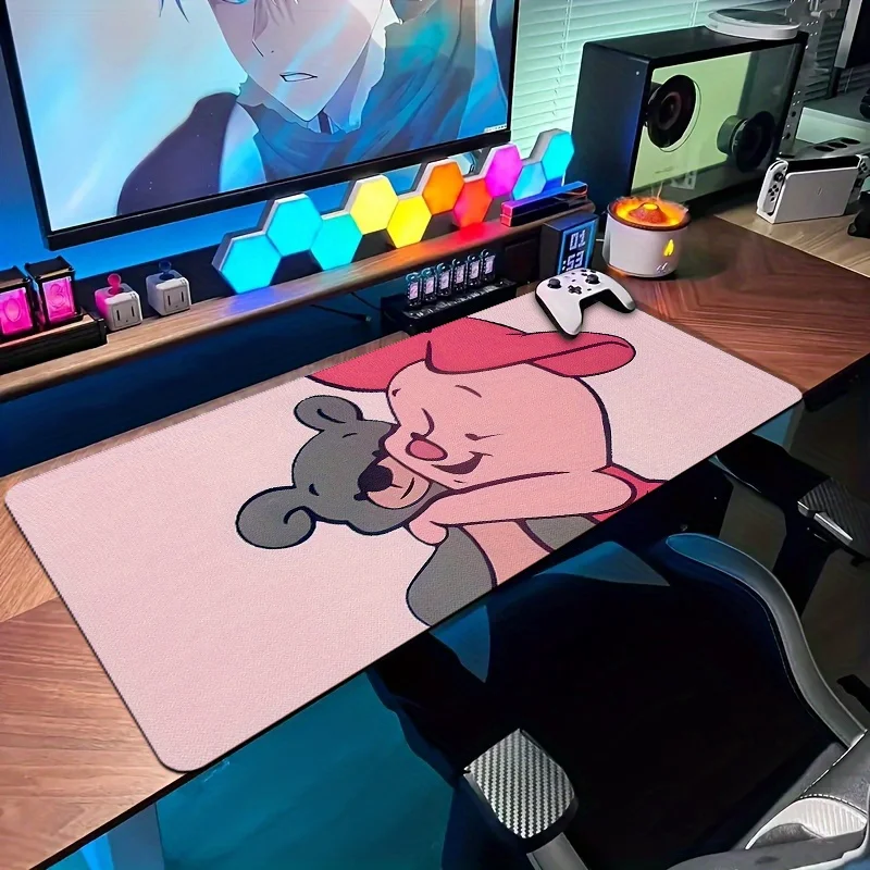 Disney Minnie Mouse and Winnie the Pooh Sweet Hug Large Gaming Mouse Pad, Durable Desk Mat with Washable Surface Protector, Idea