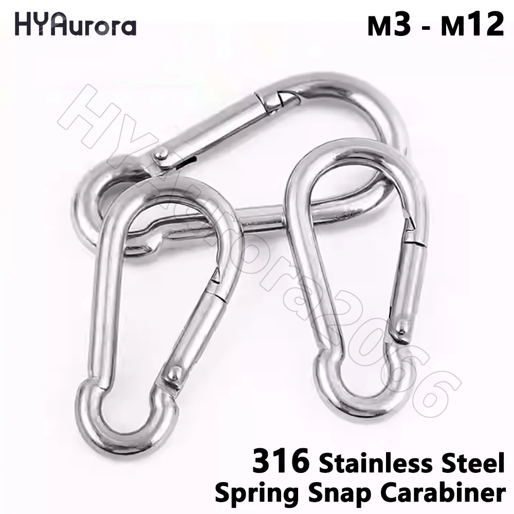 316 Stainless Steel Spring Snap Carabiner Clips Quick Link Lock Ring Spring Snap Hooks Shackle for Camping/Hiking/Water Bottle