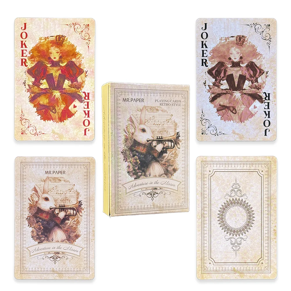55Pcs Alice in Wonderland Playing Cards Luxury Retro Style Board Game Card Vintage Anime Poker Cards for Collection Gift
