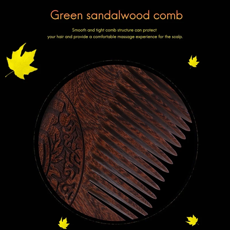 Unisex Sandalwood Comb Women Men Home Travel Wood Anti-Static Fine-Tooth Comb Wooden Handles Hair Comb