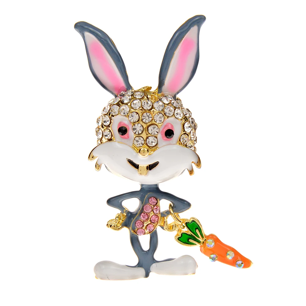 CINDY XIANG Rhinestone Cute Bonny Brooches For Women Animal Jewelry Fashion Cartoon Rabbit Accessories