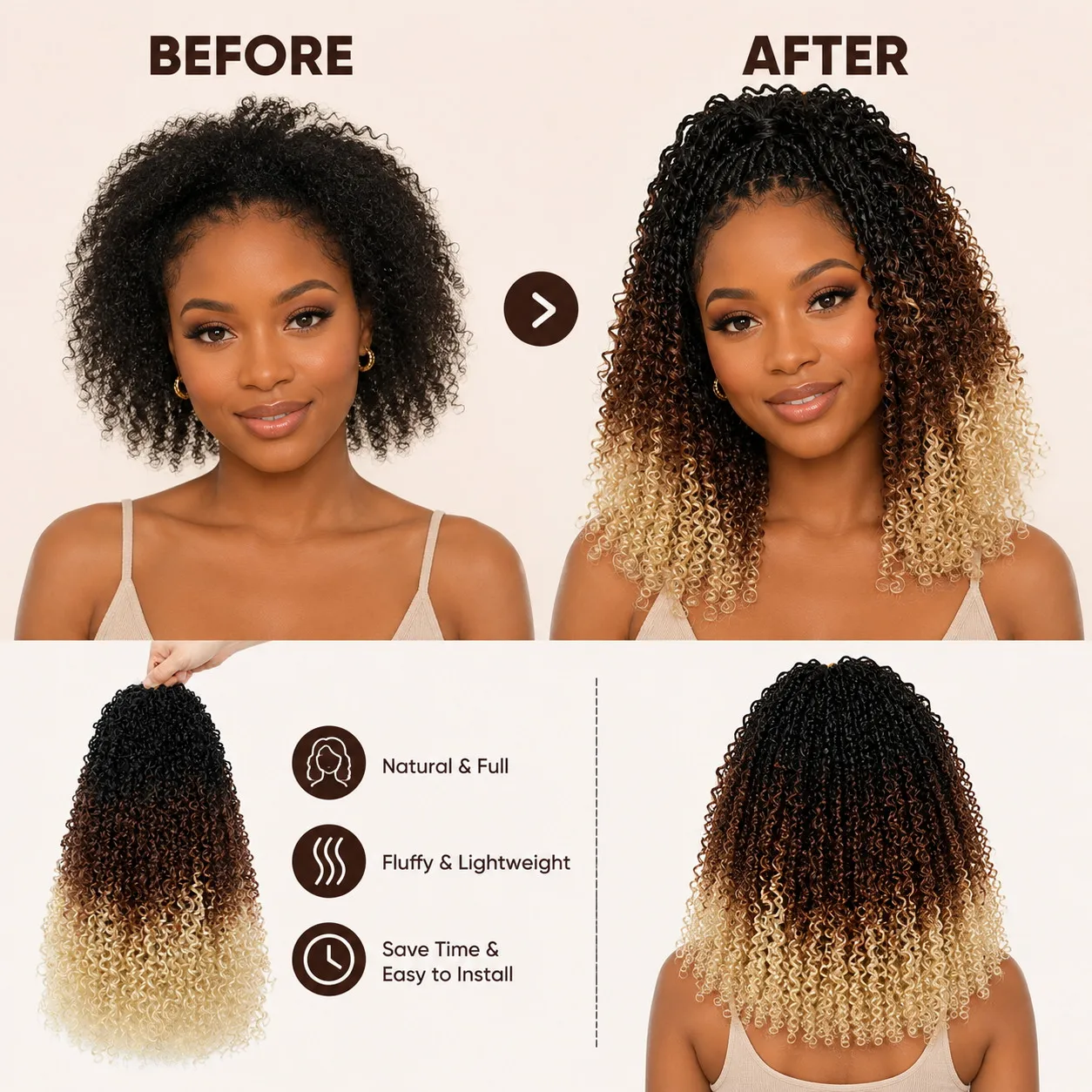 12 Zoll Boho Passion Twist Crochet 1 Stück 30 Stränge Flauschige Lockige Vorgezwirnte Zöpfe Synthetische Haarverlängerungen Schützende Frisur – Detail 5