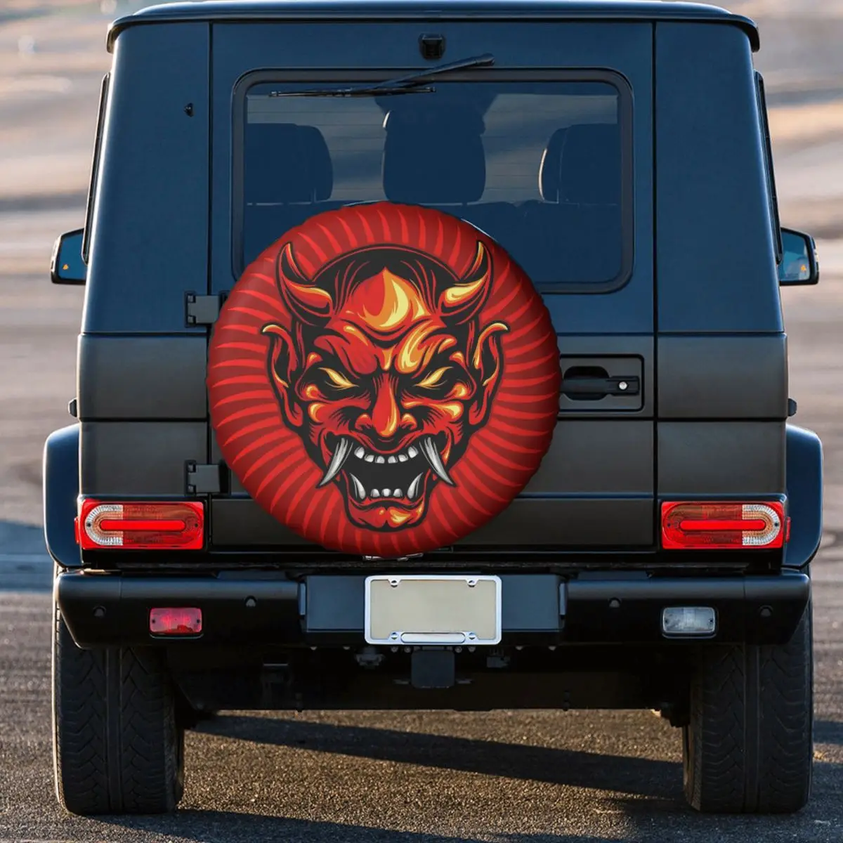 Samurai Head Tattoo Tire Cover Wheel Protectors Weatherproof Universal for Jeep Trailer RV SUV Truck Camper Travel Trailer