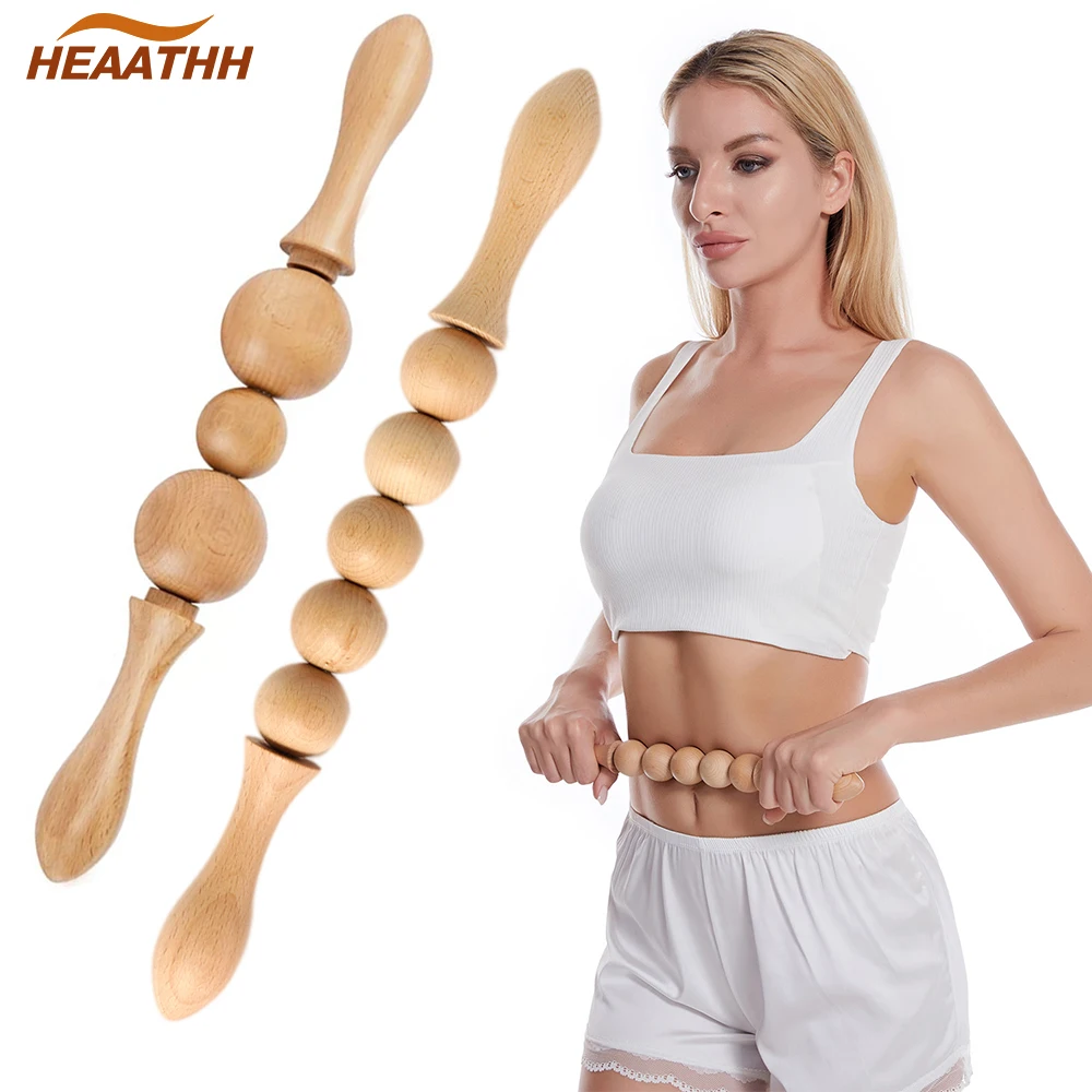 

Handheld Wooden Exercise Roller Stick Gym Body Back Waist Leg Trigger Point Muscle Roller Sticks Massager Health Care