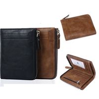 Retro Vintage PU Leather Casual Business Card Case Ultra-thin Money Clips Short Coin Purse Male Purses Men Wallet