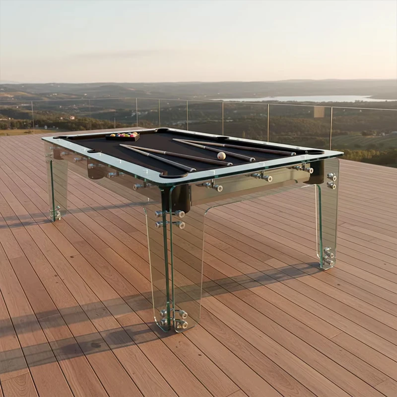 Premium 12mm Luxury Transparent Crystal Glass 9ft Slate Pool Table Glass Rails Home Use Tournament Grade Billiard Table