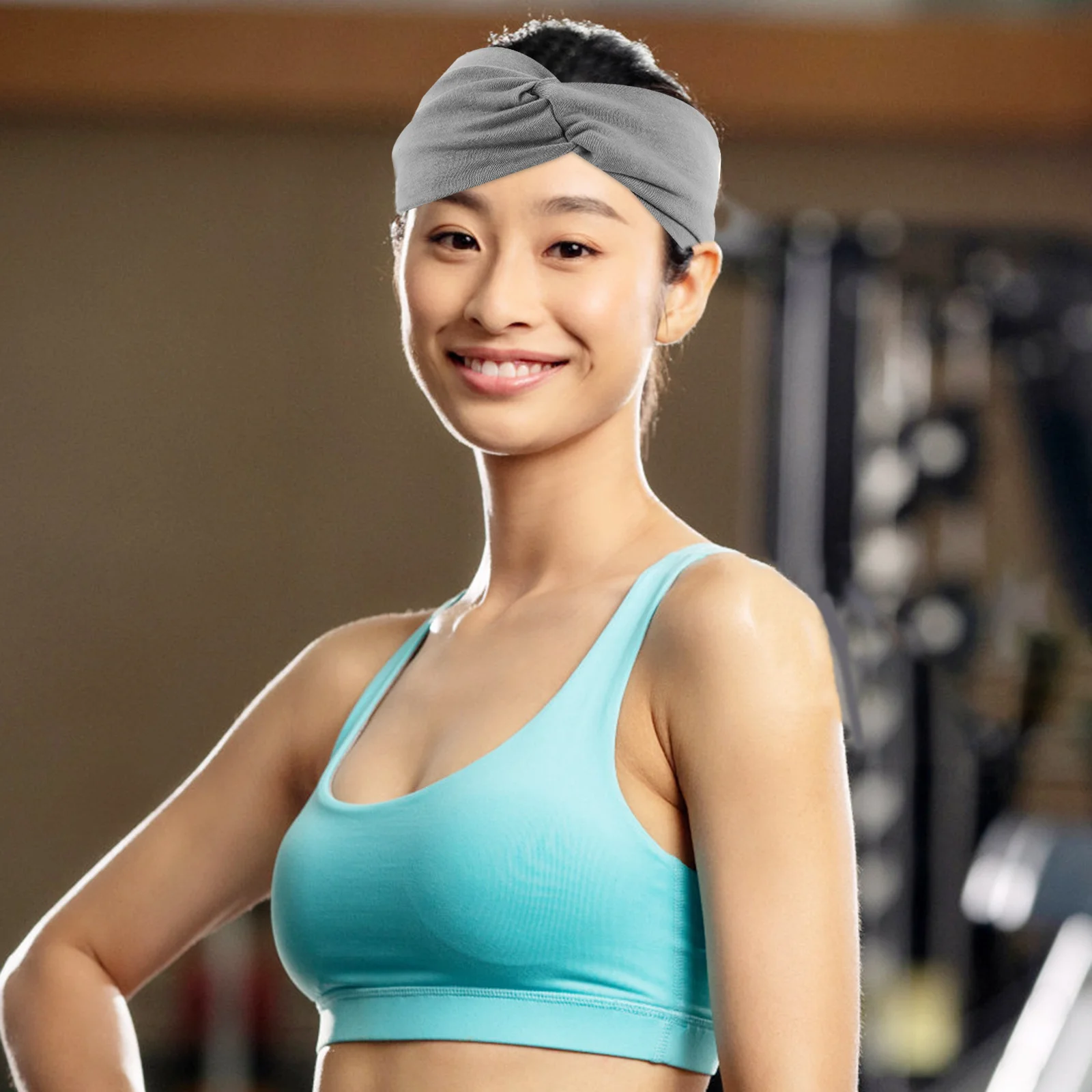 

2 шт. широких эластичных повязок для йоги, нескользящих спортивных повязок для волос для бега, тренировок, занятий в спортзале, повязка для бега, узловые повязки на голову