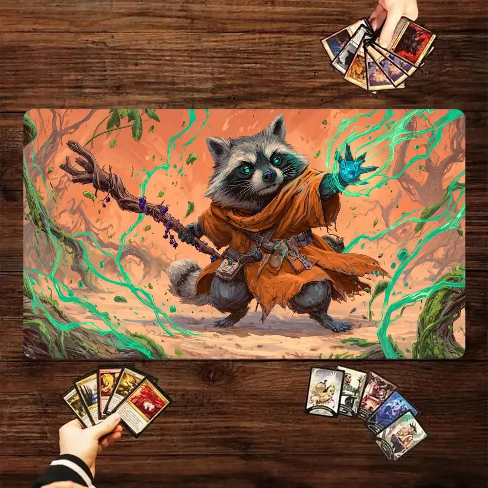 Desert Raccoon Warlock Magic Card Battle Mat TCG Playmat Anti-slip Base 35X60CM Gathering Gaming Mats Board Game Mat for TCG