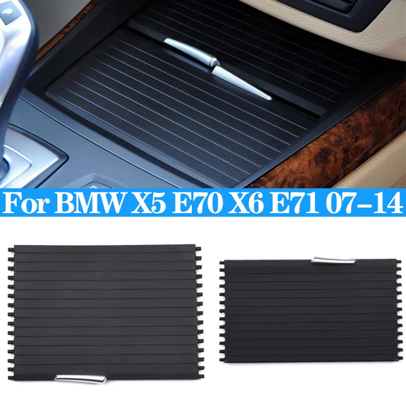 Car Center Console Cup Holder Cover Slide Roller Blinds Storage Box Zipper Sliding Cover For BMW X5 E70 X6 E71 E72 2007-2014