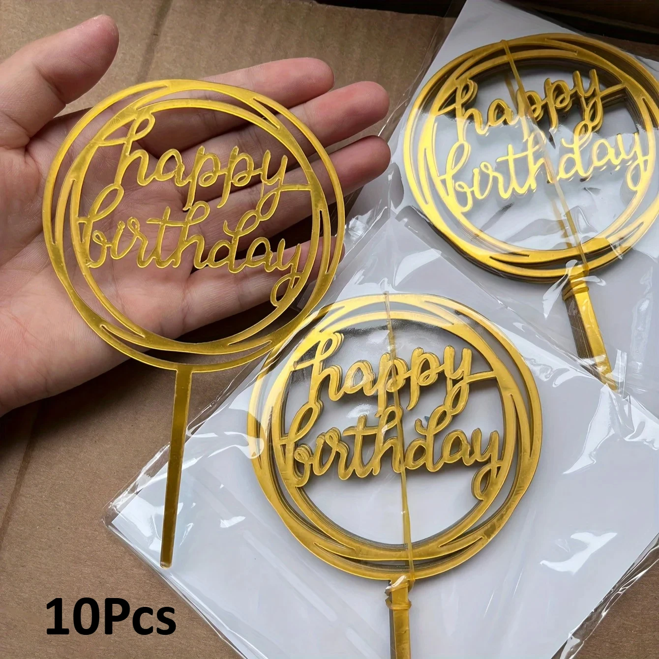 10pcs Happy Birthday Acrylic Cake Toppers Birthday Cake Decorations Party Decoration Supplies for Birthday Party Decoration