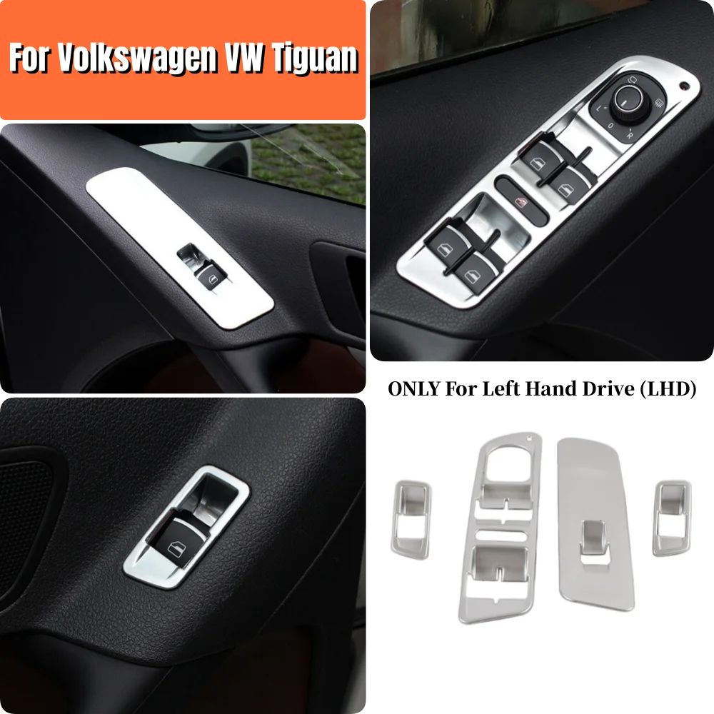 

For Volkswagen VW Tiguan 2009-2015 Car Window Glass Lift Switch Panel Cover Sticker Trim Styling Left Hand Drive Accessories