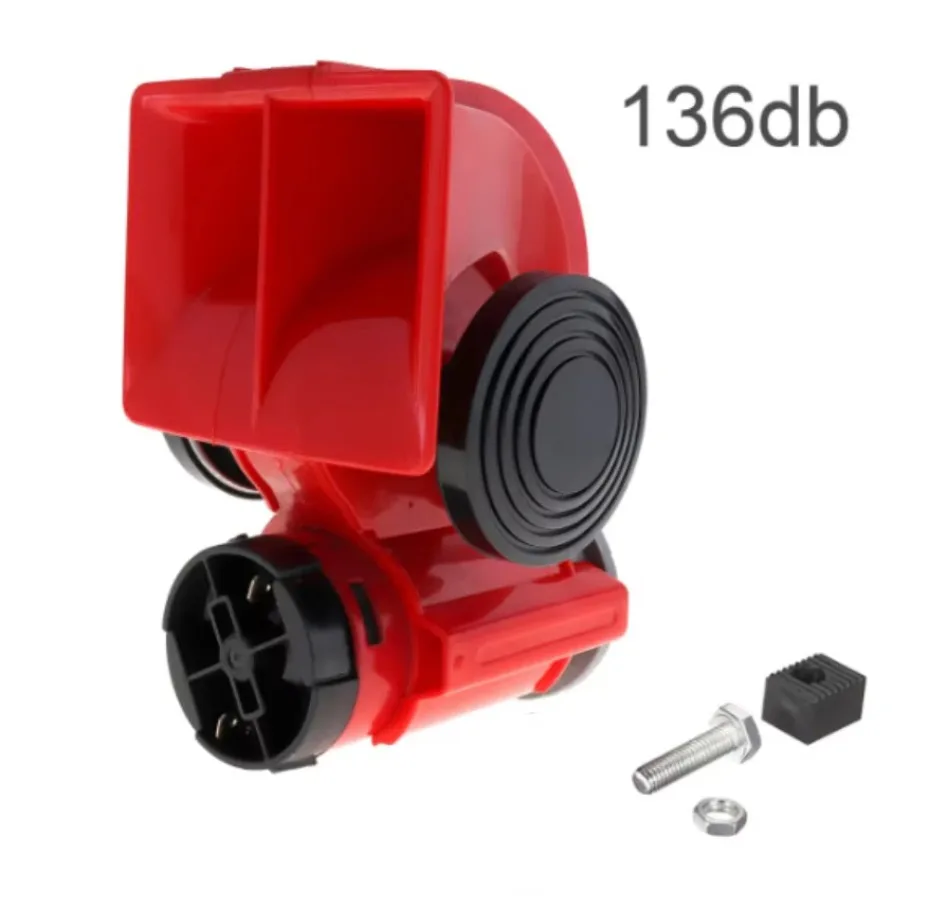 1SET 12V 136db Car Horn Loud Red Snail Compact Air Horn for Car Truck Motorcycle Boat RV