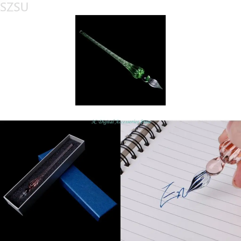 

SZSU Vintage Glass Dip Dipping Pen Filling Fountain Pens With Gift Box
