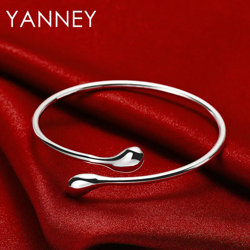 

2024 New 925 Sterling Silver Classic Drop Opening Bangle Bracelet For Women Men Hip Hop Party Charm Gifts Fashion Jewelry