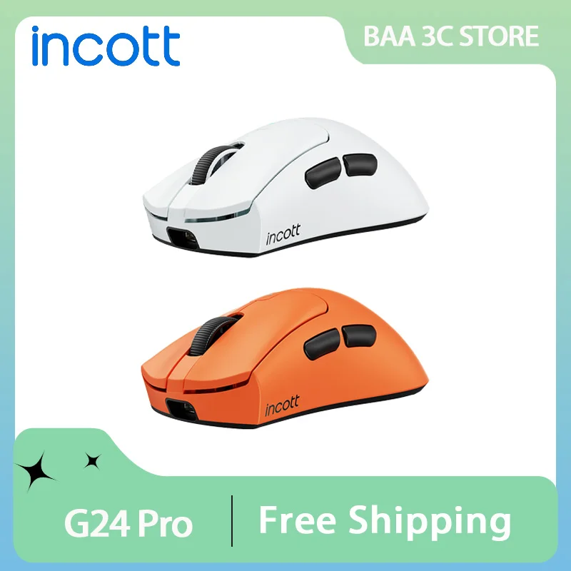 

Incott G24 Pro Wireless Mouse Dual Mode Hot Swap 8k Low Latency Paw3395 Sensor LightWeight Ergonomics Gaming Mice Pc Accessories