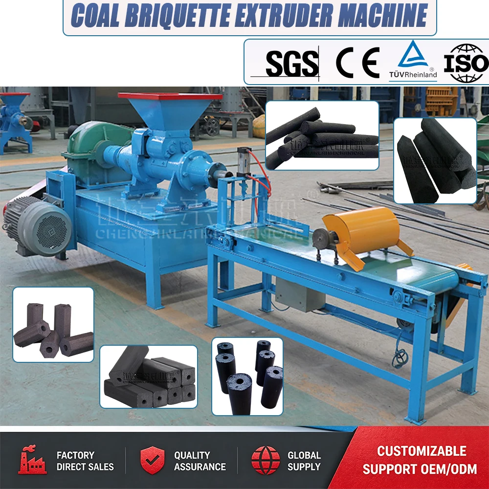 High Output Complete Production Line for Carbon Powder Sawdust Briquette Equipment Automatic Coal Charcoal Rod Extruder Machine