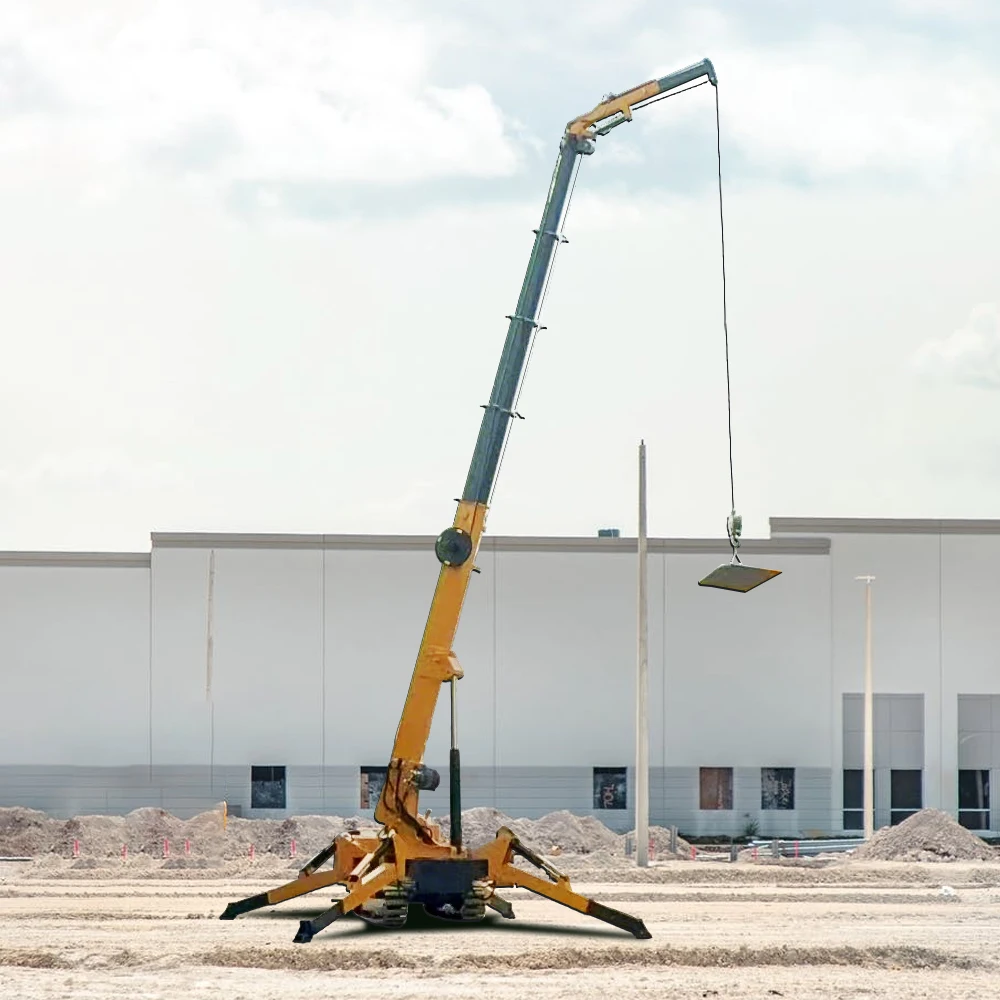 

12 Ton Spider Crane Mini Crawler Crane Hydraulic Boom Lift Man Basket Glass Lifter Fly Jib for Construction Site Work Pro