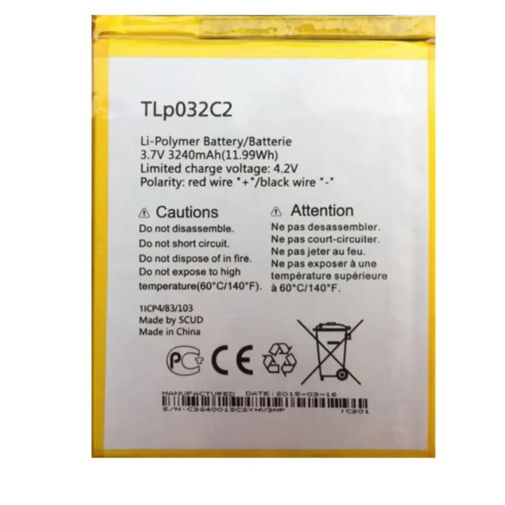 TLp032CC TLp032C2 3240mah 11.99wh 3.7v for Alcatel One Touch Pixi 8 8.0 3G 9005X OT-9005X Smartphone batteries