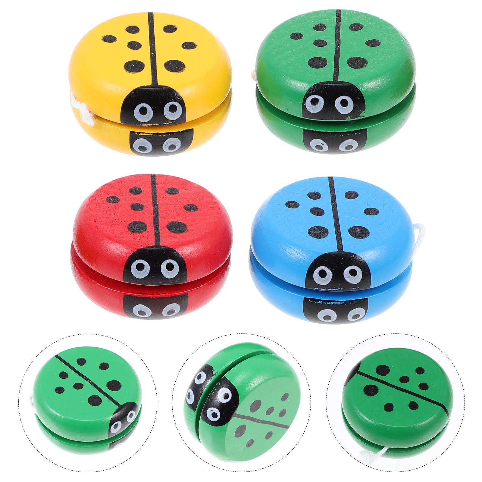 4Pcs Adorable Children Yo-Yo Plaything Creative Animal Wooden Yo-Yo Toys Random Color/Style Kids Creative Playthings