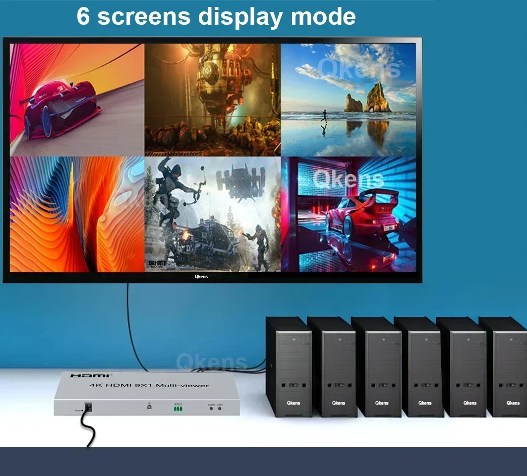 

Мультивьювер HDMI 4K 9x1 (2x1, 4x1, 6x1, 8x1) с функцией бесшовного переключения и разделения видео на четыре экрана для PS4, камеры, ноутбука и телевизора