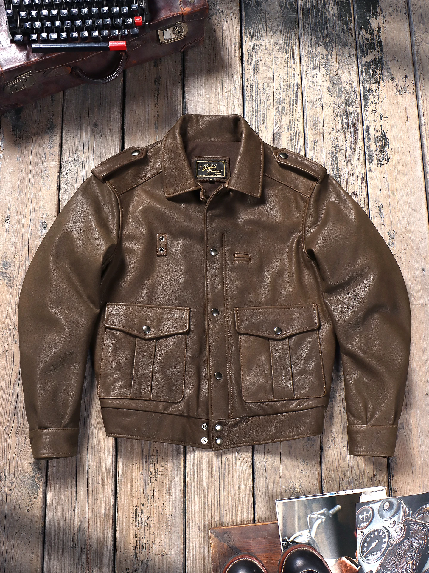 

Tailor Brando Full-Grain Calfskin California Riders Classic American Vintage Oversized Genuine Leather Jacket