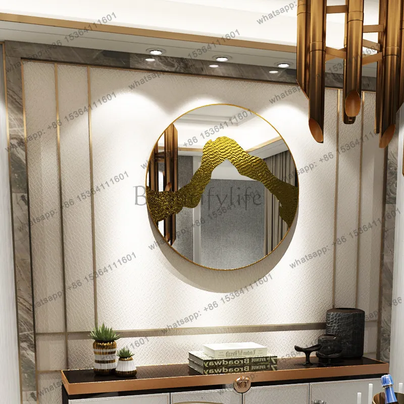 Cloud makeup mirror metal round background wall pendant decorative bedside metal pendant