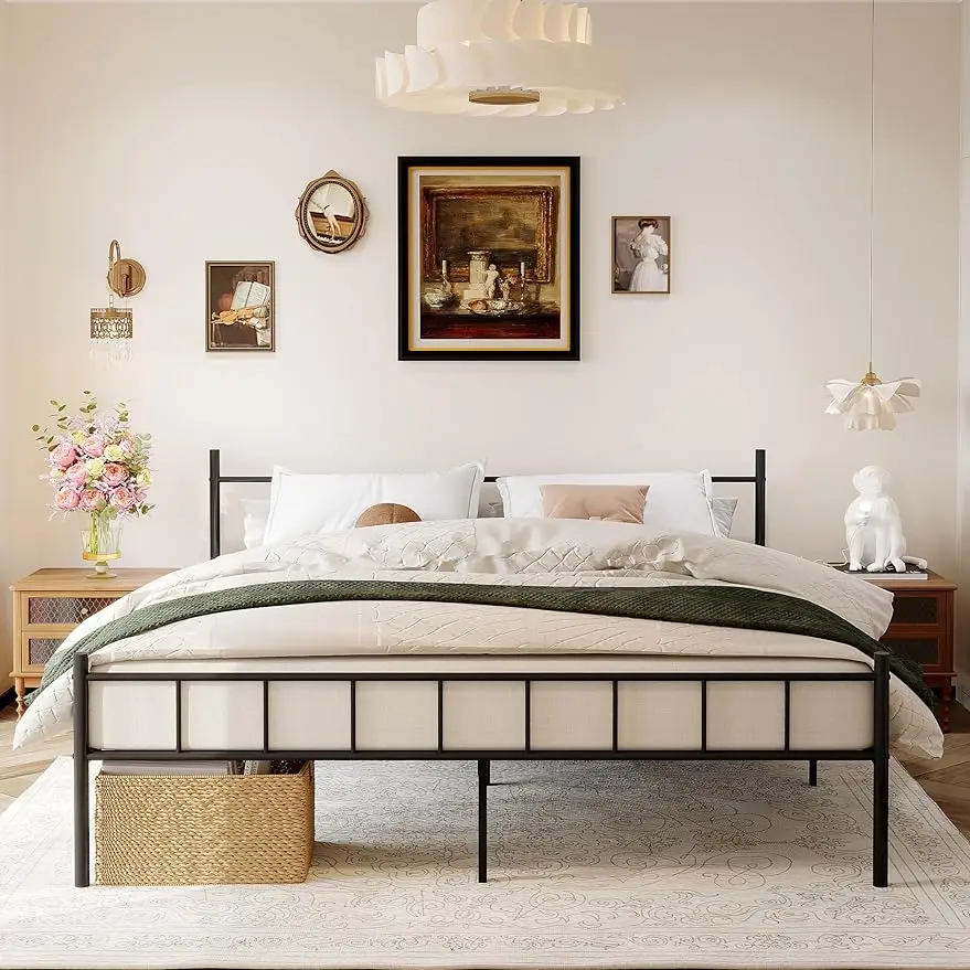 

14 Inch Queen Size Bed Frame,Metal Platform Bed Frame-Mattress Foundation,Steel Slat Support,