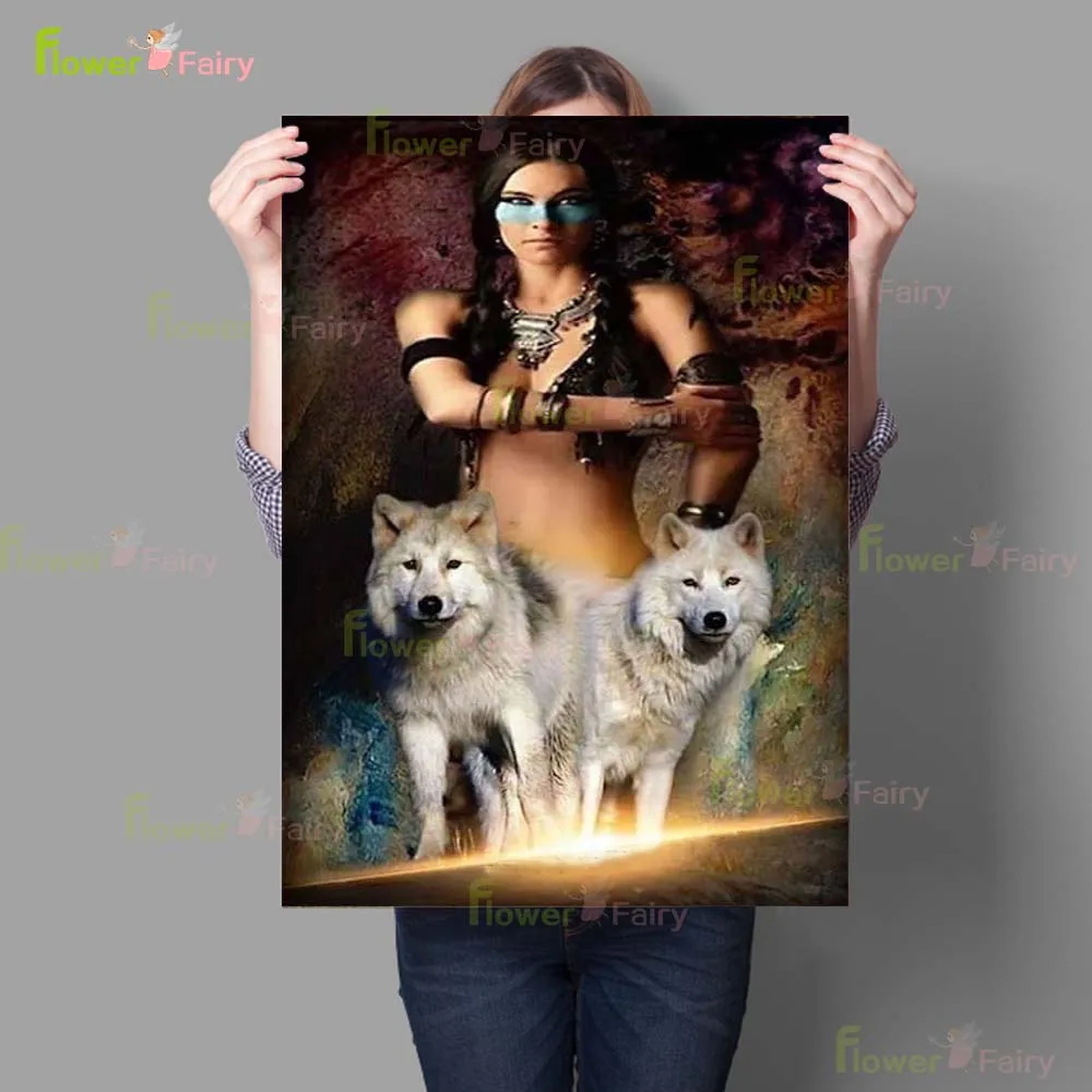 Indians Hunting Tribe Indigenous Nordic Poster Wall Art Canvas Painting Wall Pictures For Living Room Home Decor Unframed