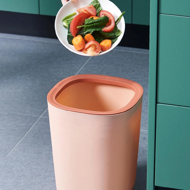 Plastic Trash Can with Lid Press Waste Paper Bin Dustproof Multifunction for Home Kicthen Bathroom Living Room  drop ship