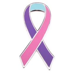 Thyroid cancer awareness Pink Purple Teal ribbon Alloy brooch Lapel Pin hypothyroidism chemo gift hard enamel